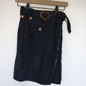 Suede Moschino belted skirt in navy (XS)